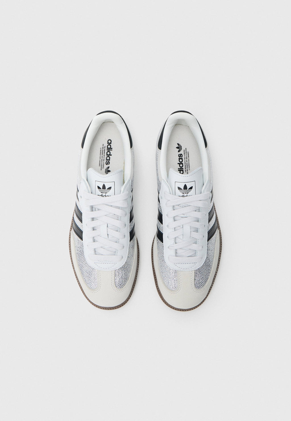 Samba OG W Rhinestone — Crystal white shine with silver rhinestone details.