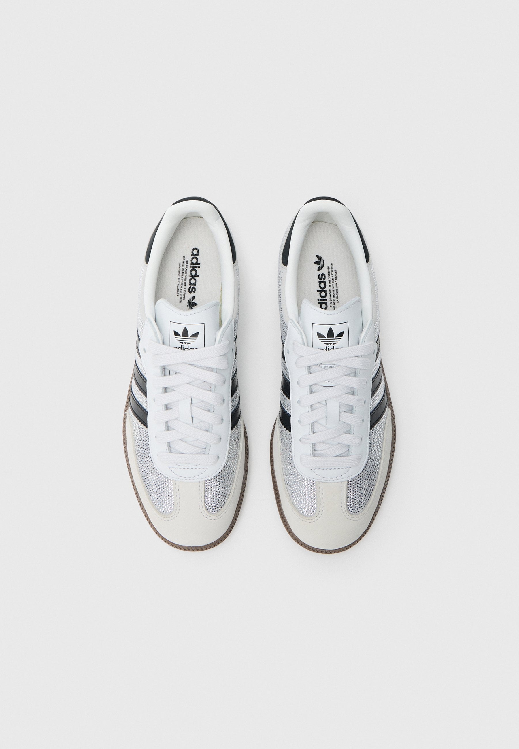 Samba OG W Rhinestone — Crystal white shine with silver rhinestone details.