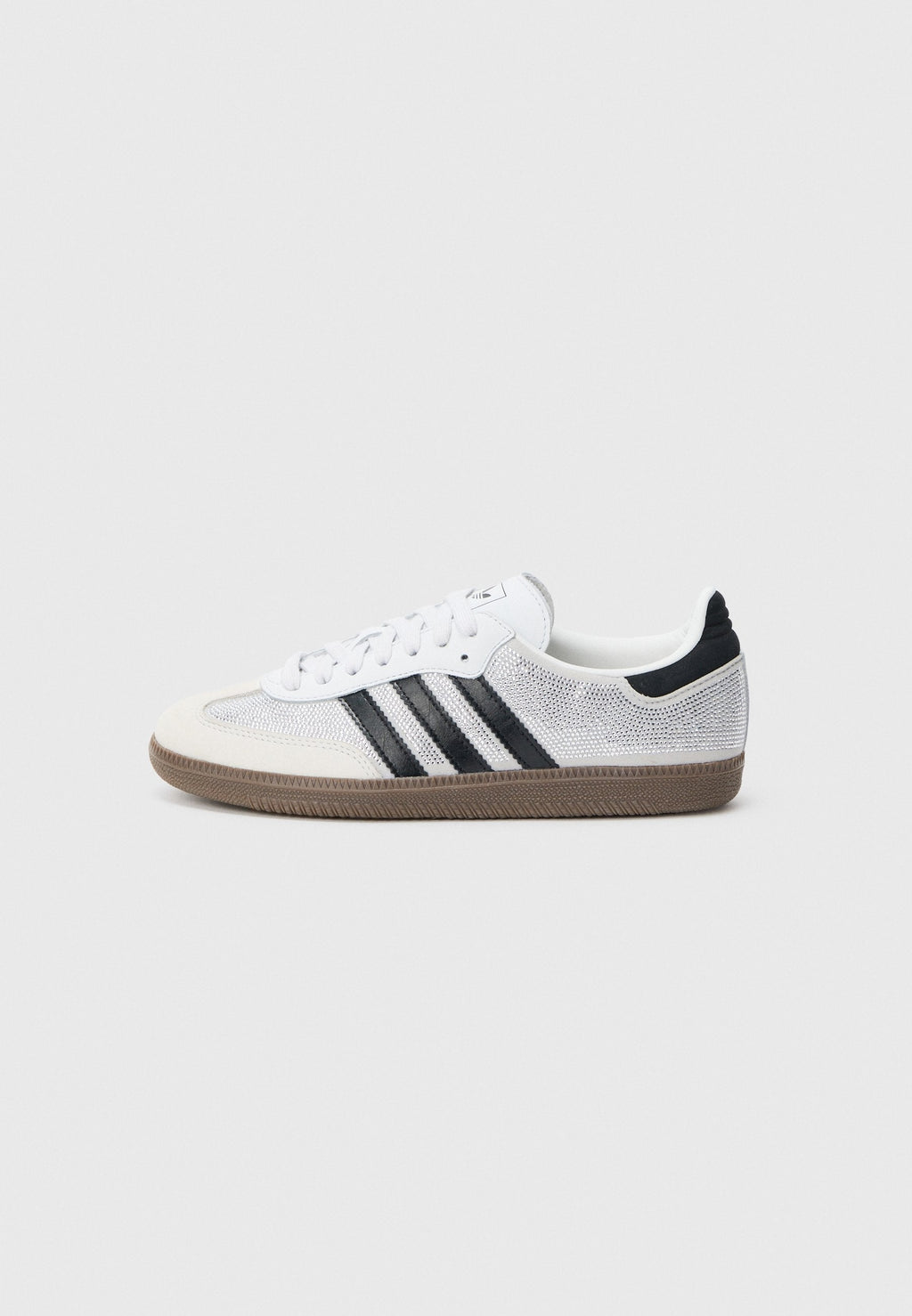 Samba OG W Rhinestone — Crystal white shine with silver rhinestone details.